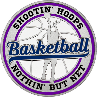 Navy Blue "Basketball" with Purple Outer Circular Borders